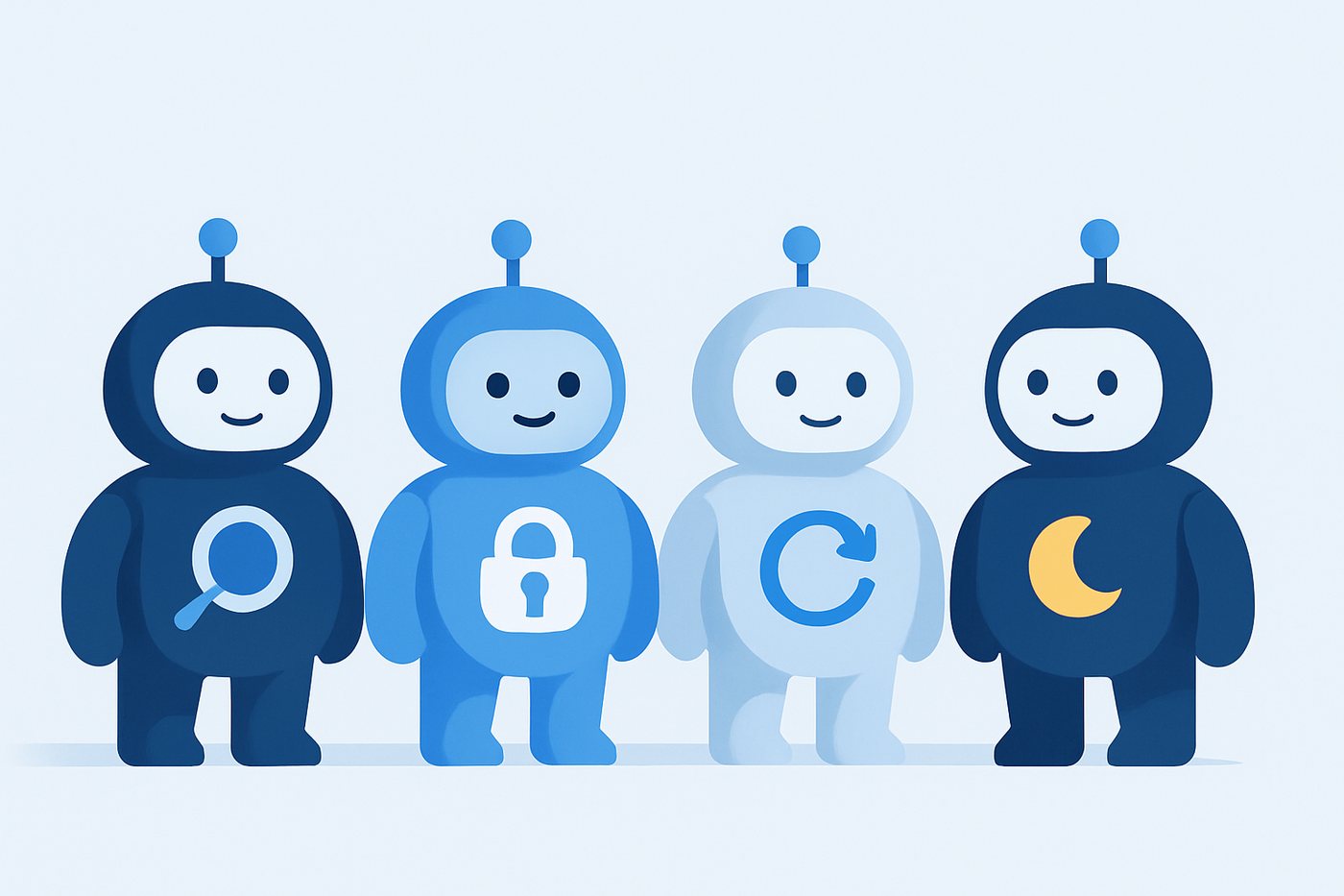 The AICore watch agents as a team: background-job watch, lock watch, update watch and night-shift
